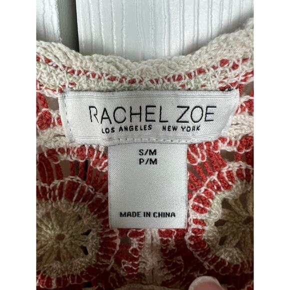 Rachel Zoe S/M Boho Sleeveless Crochet Knit Crop Top Granny Square Festival 70s - Picture 2 of 6